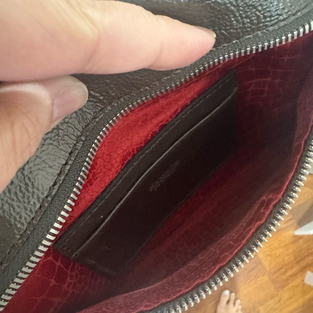 Hammitt Mini Crossbody in Dark Gray/snake skin strap with nickel accents. - Picture 5 of 5